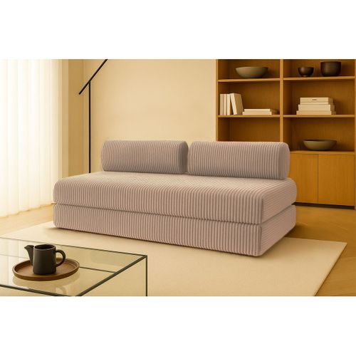 Canapé Droit Convertible 3,5 Places - Velours Côtelé XL - Marron