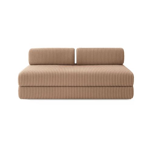 Canapé Droit Convertible 3,5 Places - Velours Côtelé XL - Marron