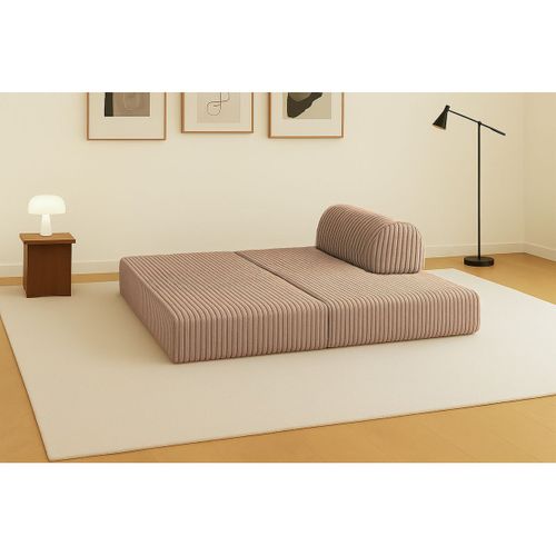 Canapé Droit Modulable Et Convertible 2 Places - Velours Côtelé XL - Marron