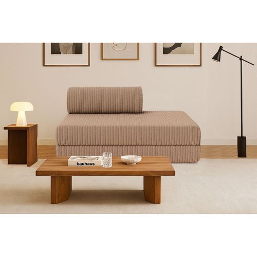 Canapé Droit Modulable Et Convertible 2 Places - Velours Côtelé XL - Marron