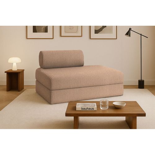 Canapé Droit Modulable Et Convertible 2 Places - Velours Côtelé XL - Marron