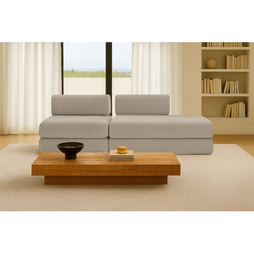 Canapé Droit Convertible 3 Places - Velours Côtelé XL - Taupe