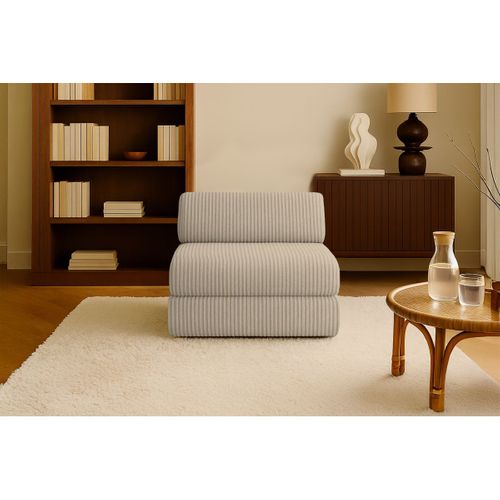 Fauteuil Modulable Et Convertible - Velours Côtelé XL - Taupe