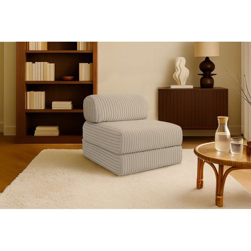 Fauteuil Modulable Et Convertible - Velours Côtelé XL - Taupe