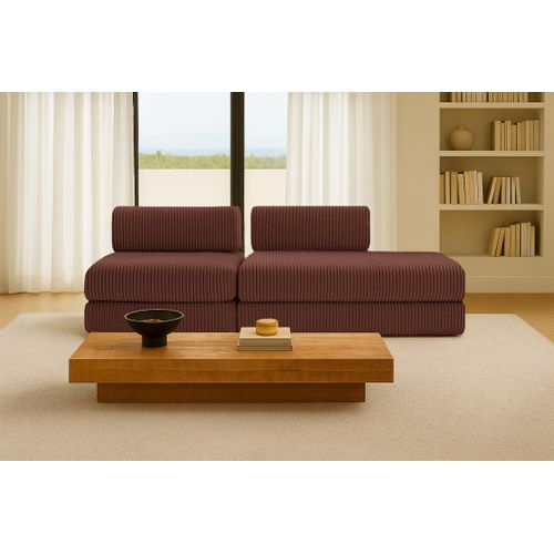 Canapé Droit Convertible 3 Places - Velours Côtelé XL - Terracotta