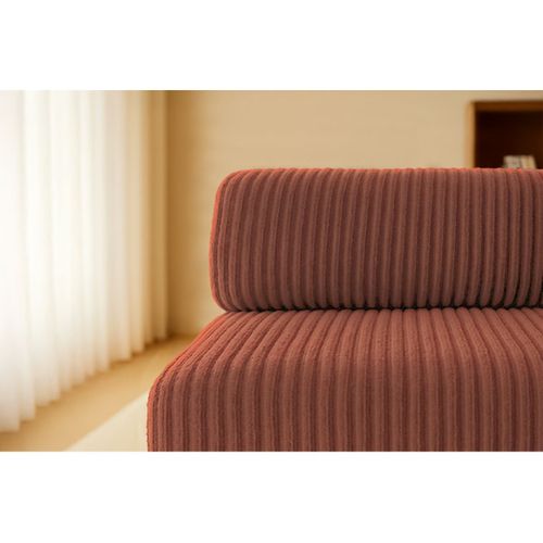 Canapé Droit Convertible 5 Places - Velours Côtelé XL - Terracotta