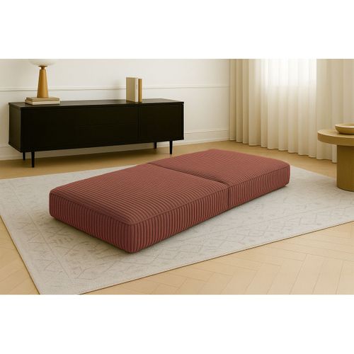 Pouf Modulable Et Convertible - Velours Côtelé XL - Terracotta