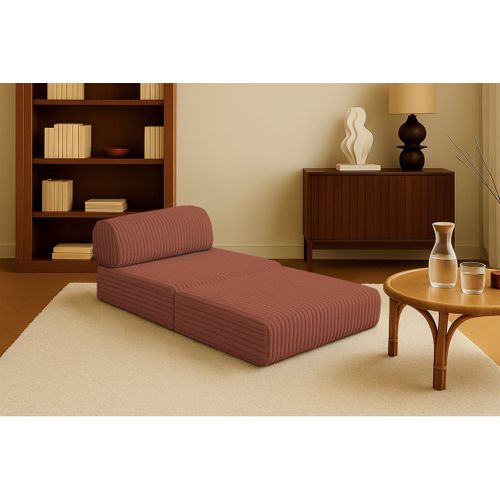 Fauteuil Modulable Et Convertible - Velours Côtelé XL - Terracotta