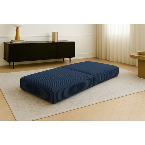 Pouf Modulable Et Convertible - Velours Côtelé XL - Bleu