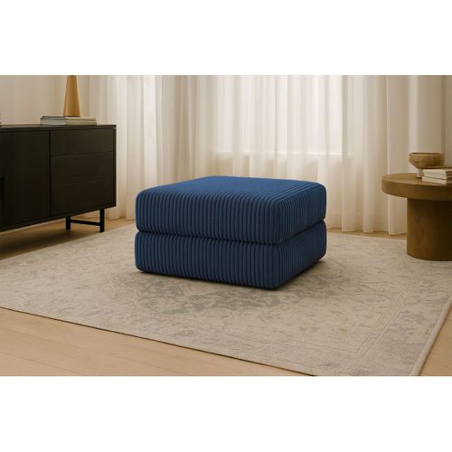 Pouf Modulable Et Convertible - Velours Côtelé XL - Bleu