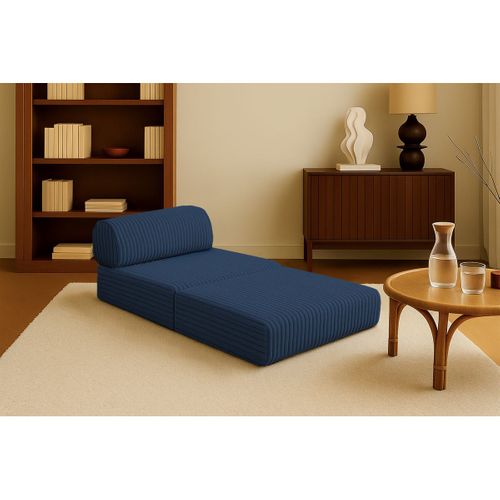 Fauteuil Modulable Et Convertible - Velours Côtelé XL - Bleu