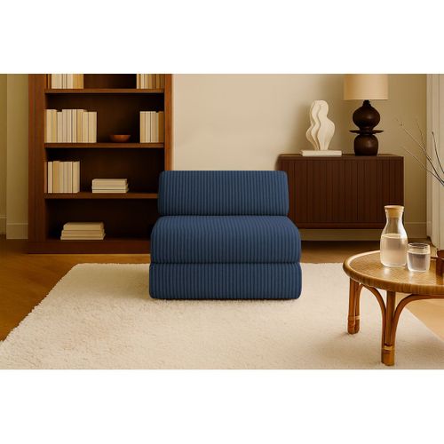 Fauteuil Modulable Et Convertible - Velours Côtelé XL - Bleu