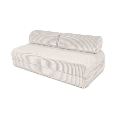 Canapé D'angle Convertible 4 Places - Velours Côtelé XL - Blanc