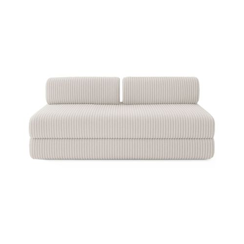 Canapé D'angle Convertible 6,5 Places - Velours Côtelé XL - Blanc