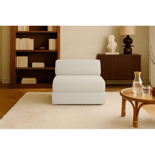 Fauteuil Modulable Et Convertible - Velours Côtelé XL - Blanc