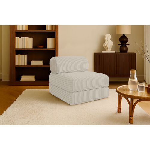 Fauteuil Modulable Et Convertible - Velours Côtelé XL - Blanc