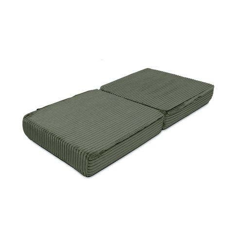 Canapé D'angle Convertible 4 Places - Velours Côtelé XL - Vert