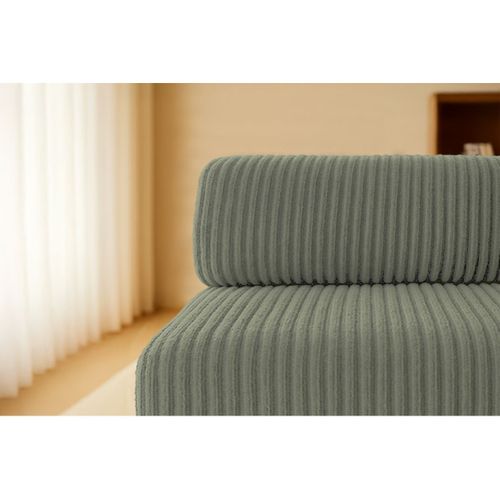 Canapé Droit Convertible 5 Places - Velours Côtelé XL - Vert