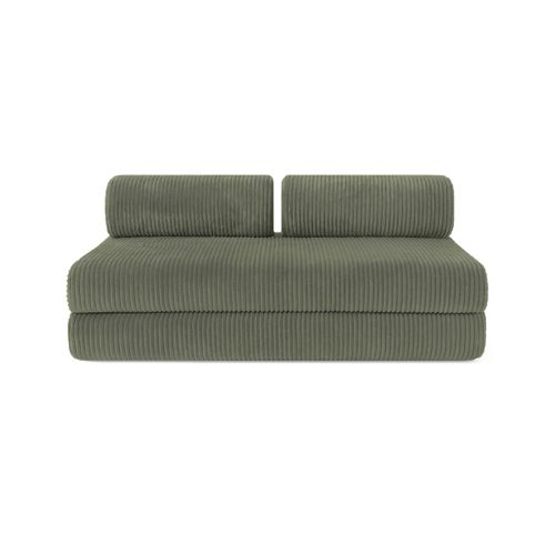 Canapé Droit Convertible 3,5 Places - Velours Côtelé XL - Vert