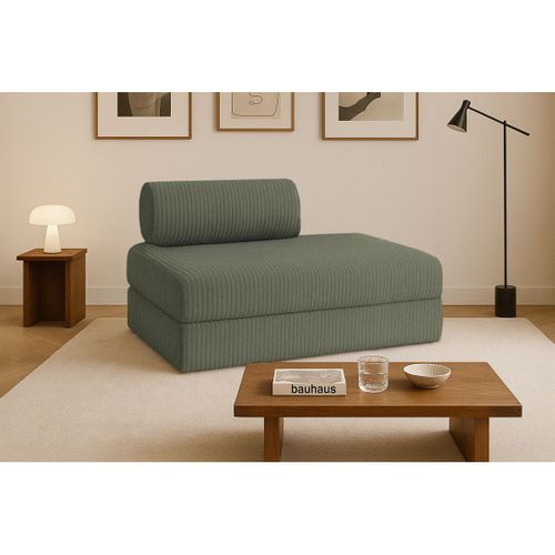 Canapé Droit Modulable Et Convertible 2 Places - Velours Côtelé XL - Vert