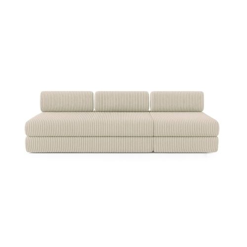 Canapé Droit Convertible 4 Places - Velours Côtelé XL - Beige