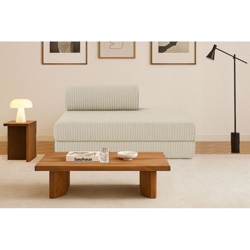 Canapé Droit Modulable Et Convertible 2 Places - Velours Côtelé XL - Beige