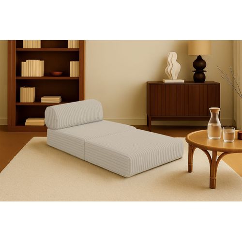 Fauteuil Modulable Et Convertible - Velours Côtelé XL - Beige