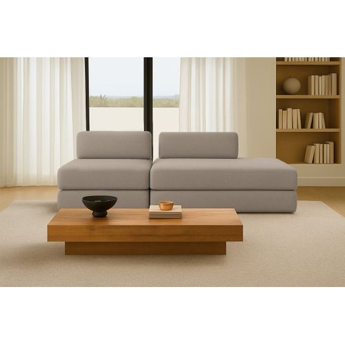 Canapé Droit Convertible 3 Places - Tissu Lisse - Taupe