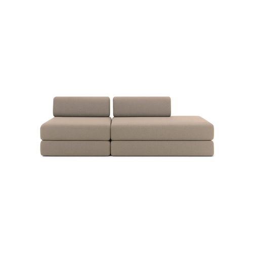 Canapé Droit Convertible 3 Places - Tissu Lisse - Taupe