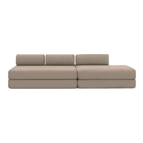 Canapé Droit Convertible 5 Places - Tissu Lisse - Taupe