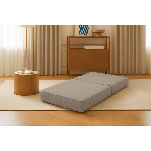 Pouf Modulable Et Convertible - Tissu Lisse - Taupe