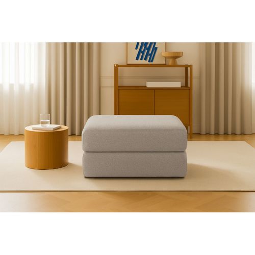 Pouf Modulable Et Convertible - Tissu Lisse - Taupe