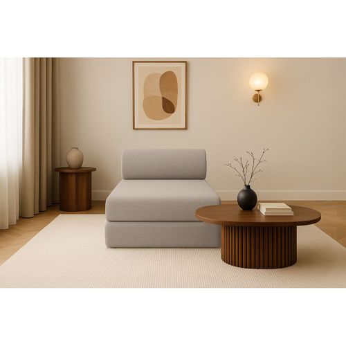 Méridienne Modulable Et Convertible - Tissu Lisse - Taupe