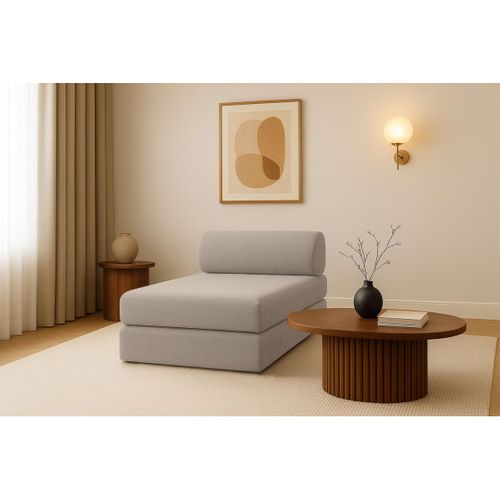 Méridienne Modulable Et Convertible - Tissu Lisse - Taupe