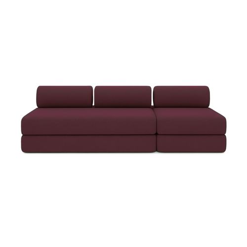Canapé Droit Convertible 4 Places - Tissu Lisse - Rouge
