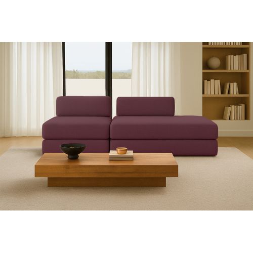 Canapé Droit Convertible 3 Places - Tissu Lisse - Rouge