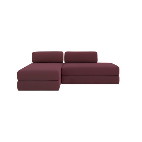 Canapé D'angle Convertible 5 Places - Tissu Lisse - Rouge