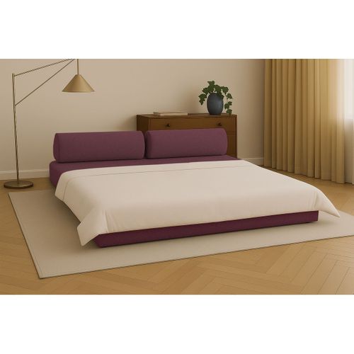 Canapé Droit Convertible 3,5 Places - Tissu Lisse - Rouge