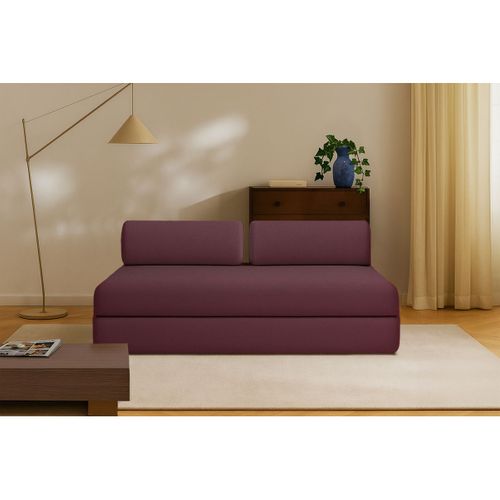 Canapé Droit Convertible 3,5 Places - Tissu Lisse - Rouge