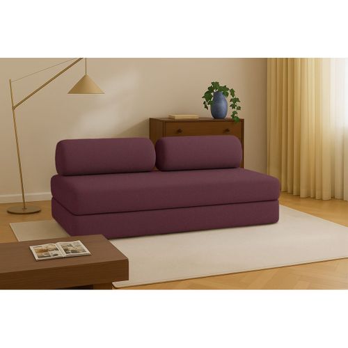 Canapé Droit Convertible 3,5 Places - Tissu Lisse - Rouge