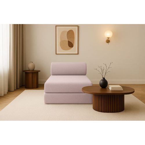 Méridienne Modulable Et Convertible - Tissu Lisse - Rose