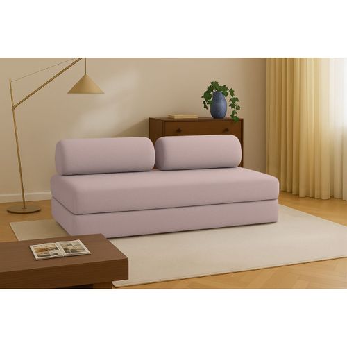 Canapé Droit Convertible 3,5 Places - Tissu Lisse - Rose