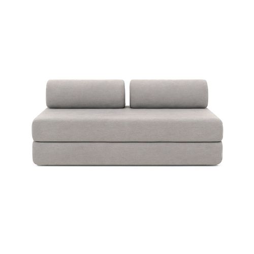 Canapé Droit Convertible 5 Places - Tissu Lisse - Gris Clair