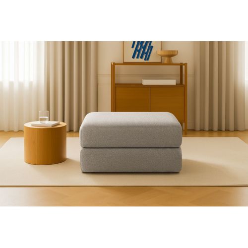 Pouf Modulable Et Convertible - Tissu Lisse - Gris Clair