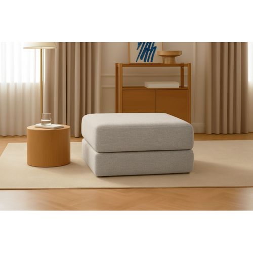 Pouf Modulable Et Convertible - Tissu Lisse - Gris Clair