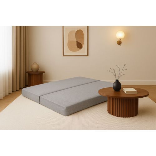 Méridienne Modulable Et Convertible - Tissu Lisse - Gris Clair