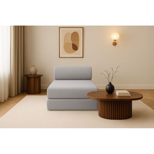 Méridienne Modulable Et Convertible - Tissu Lisse - Gris Clair