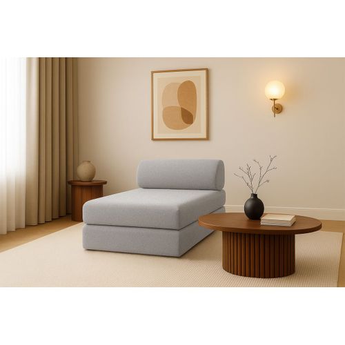 Méridienne Modulable Et Convertible - Tissu Lisse - Gris Clair