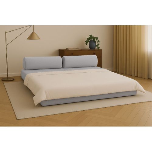 Canapé Droit Convertible 3,5 Places - Tissu Lisse - Gris Clair