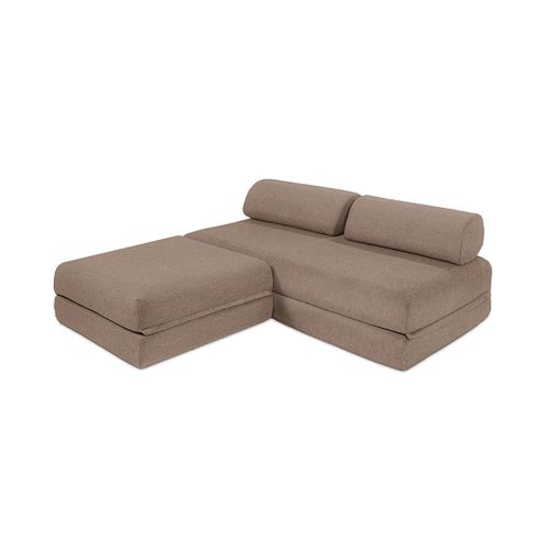 Canapé D'angle Convertible 4 Places - Tissu Lisse - Marron